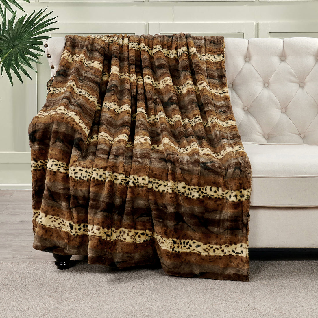 Leopard Print Double Sided Faux Fur Throw Blanket