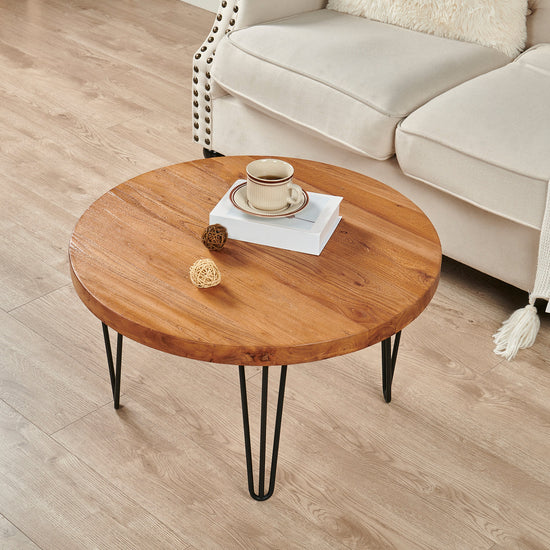 Elm Wood Round Coffee Table