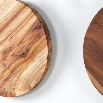 Teak Round Wood Slab-15.7&quot; x 15.7&quot;