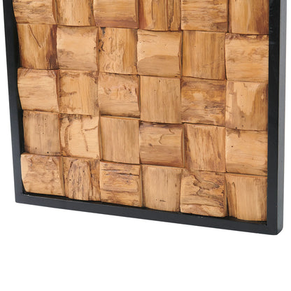 Bark Square Teak Wood Wall Art (17&quot; x 17&quot; x 1.6&quot;)