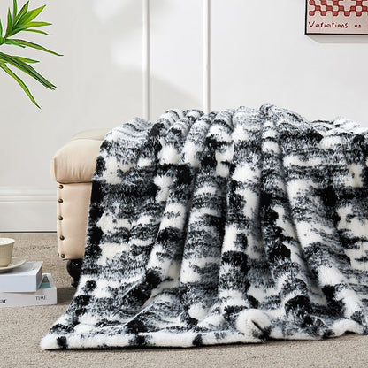 Two Tone Artistic Faux Fur Throw Blanket