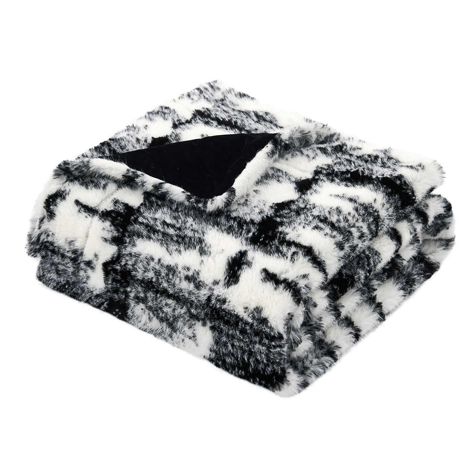 Two Tone Artistic Faux Fur Throw Blanket