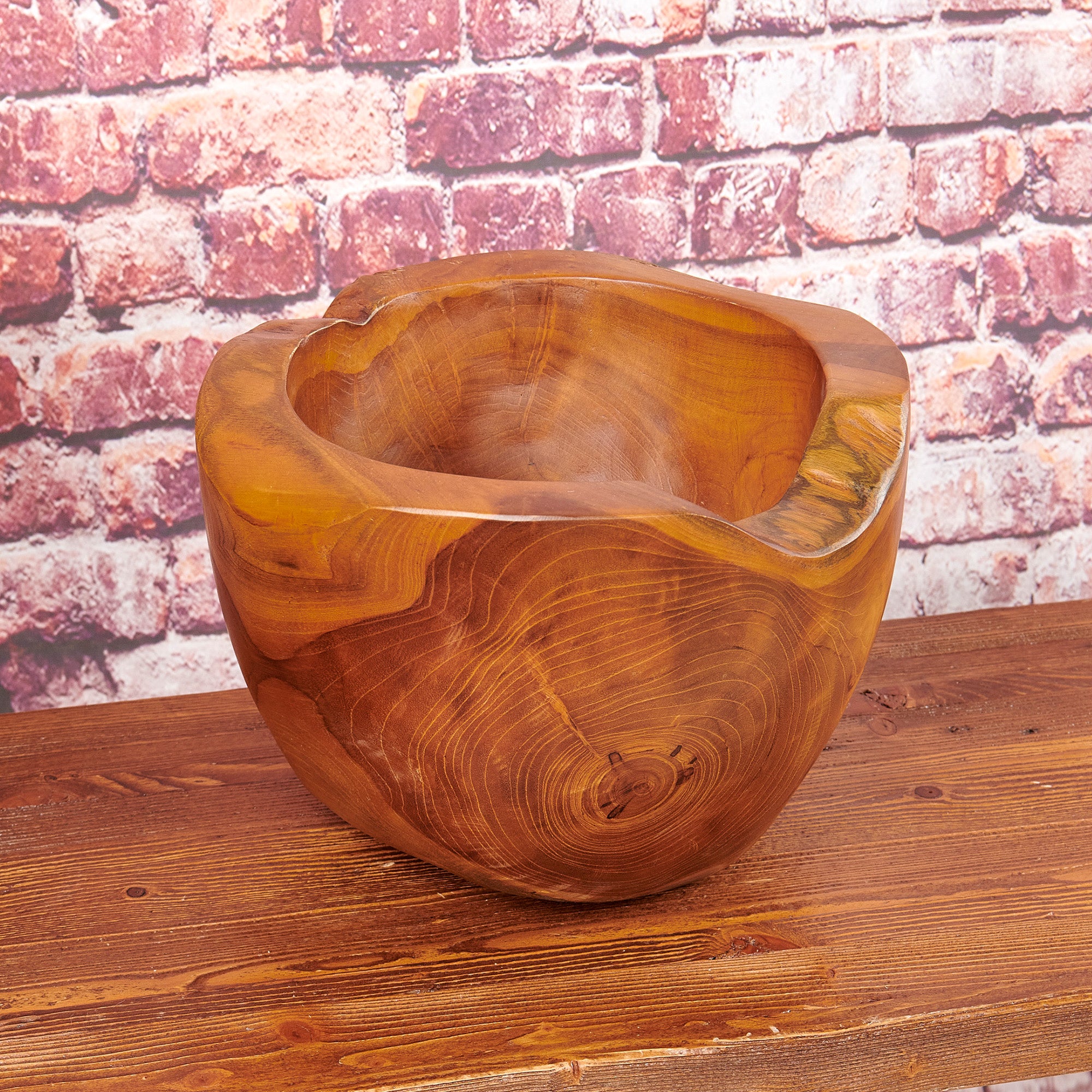 Mangkok Tebal Handcrafted Teak Bowl (11.7&quot; x 11.7&quot; x 8.3&quot;)