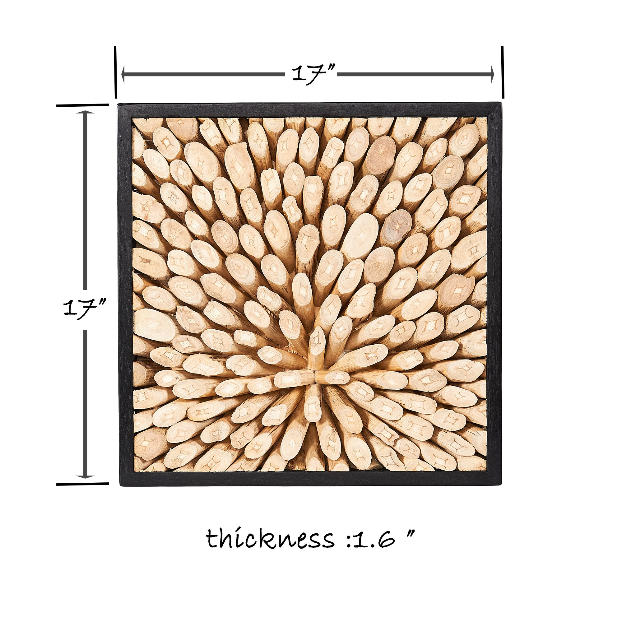 Focus Square Teak Wall Art (17&quot; x 17&quot; x 1.6&quot;)