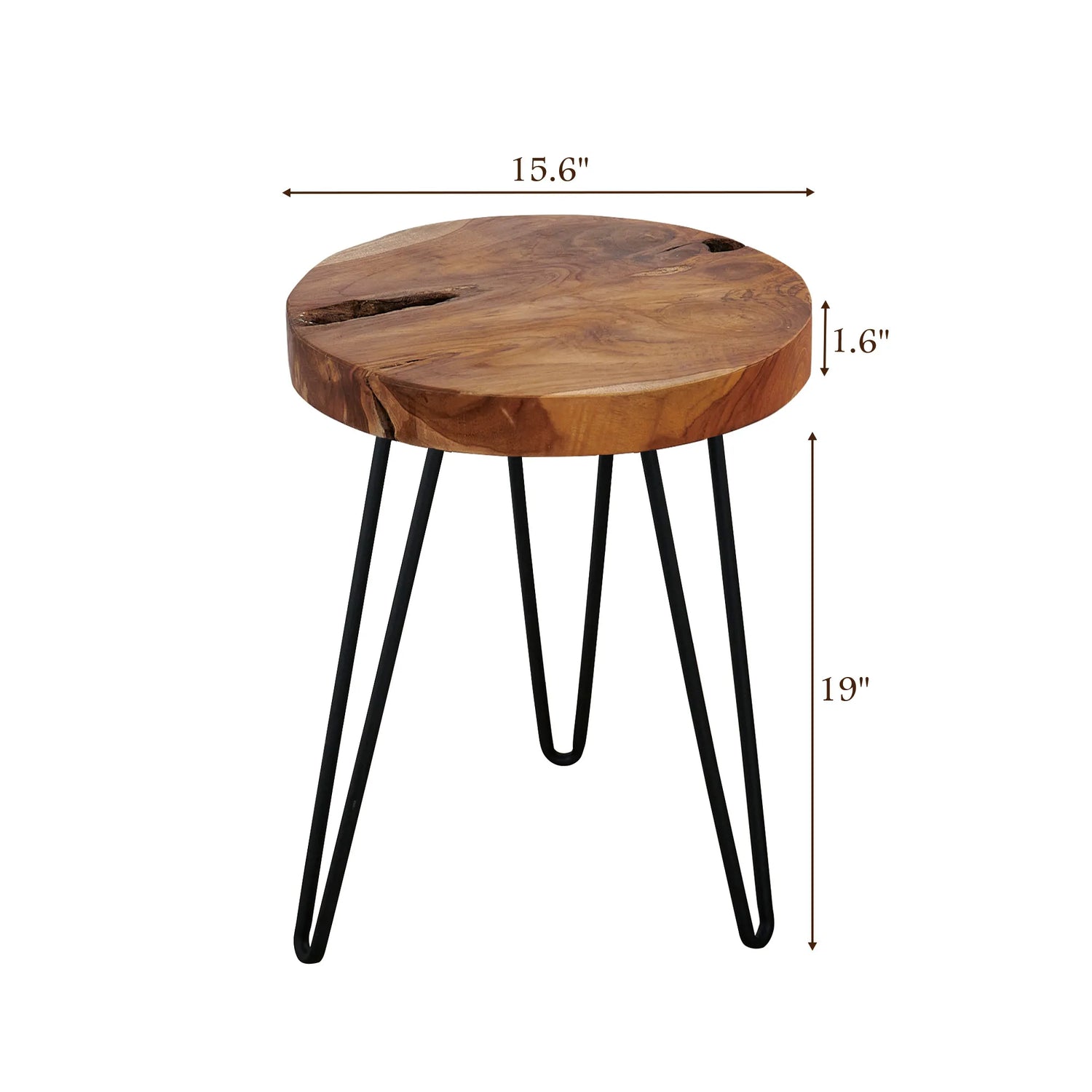 Teak Round End Table (15.7&quot; x 15.7&quot; x 17.9&quot;)