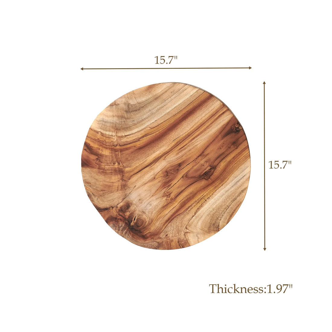 Teak Round Wood Slab-15.7" x 15.7"