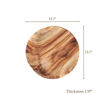Teak Round Wood Slab-15.7&quot; x 15.7&quot;