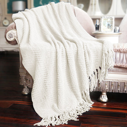 Knitted Tweed Throw Blanket