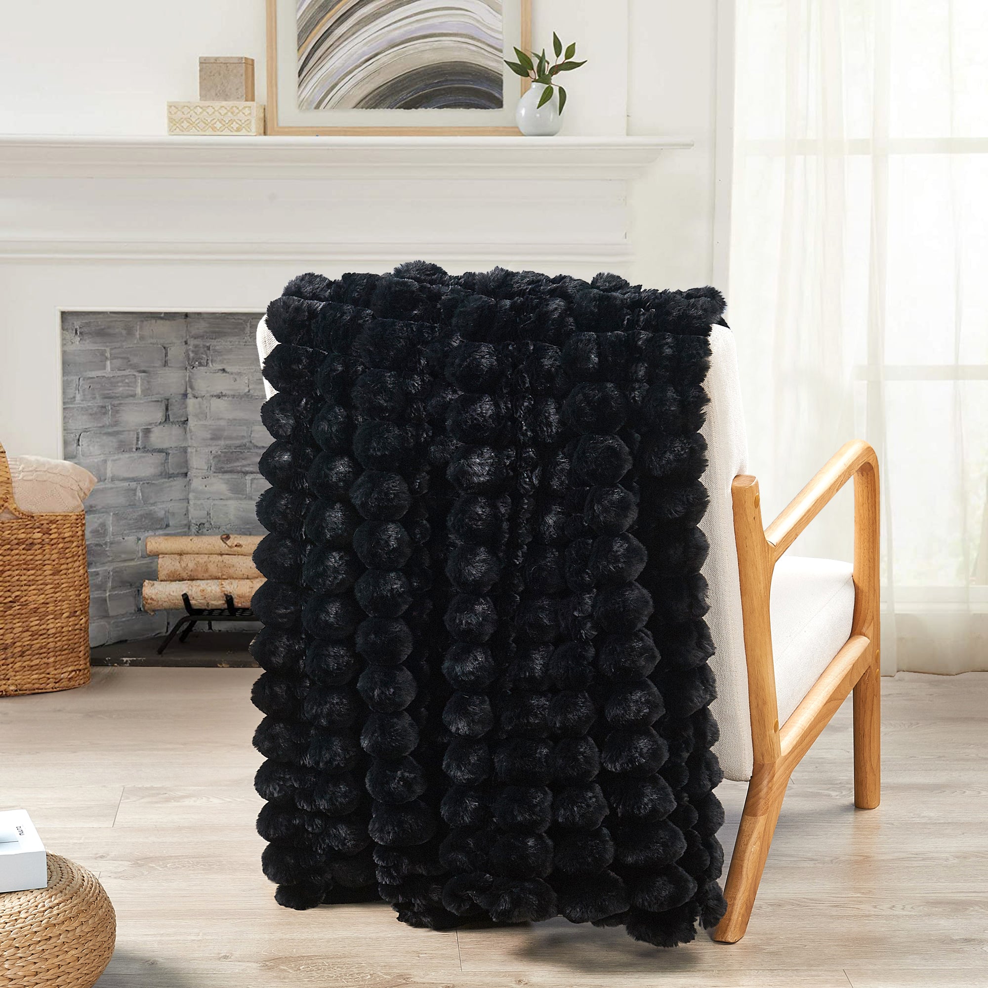 Textured Faux Fur-Spandex Bubble Throw Blanket (50&quot;x60&quot;)