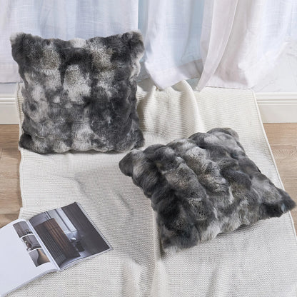 Tie Dyeing Heavy Faux Fur 2 Piece Decorative Pillow Covers (20&quot; x 20&quot;)