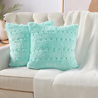 Stitching Jacquard Faux Fur 2 Piece Decorative Pillow Covers - 20" x 20"
