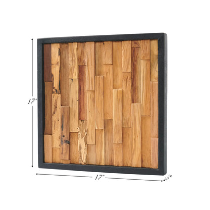 Bricks Teak Wood Wall Art (17&quot; x 17&quot; x 1.6&quot;)