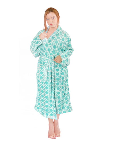 Cane Printed Flannel Fleece Bath Robe (L/XL 67&quot;x48&quot;)