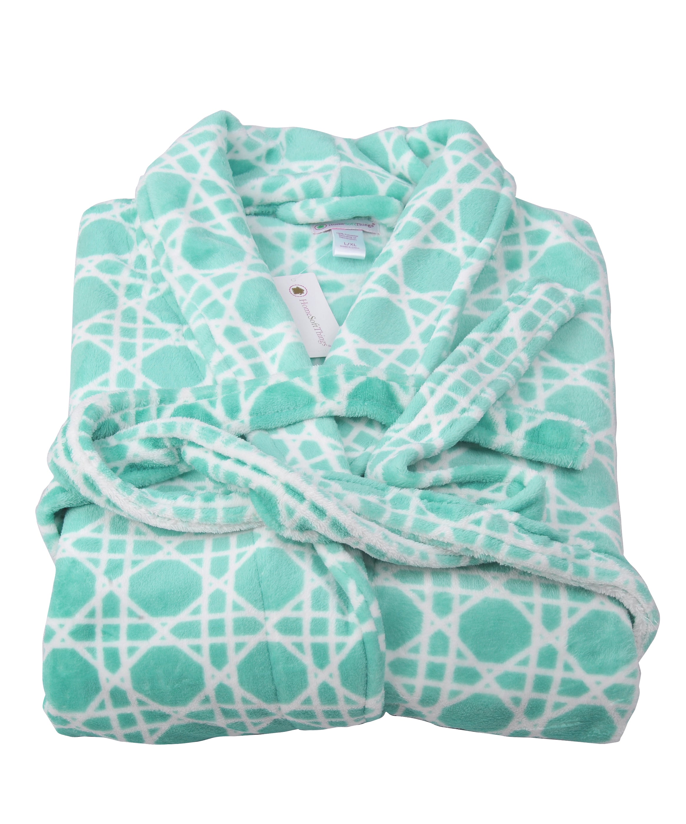 Cane Printed Flannel Fleece Bath Robe (L/XL 67&quot;x48&quot;)