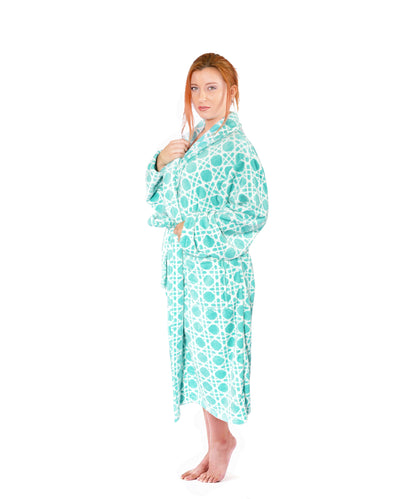 Cane Printed Flannel Fleece Bath Robe (L/XL 67&quot;x48&quot;)