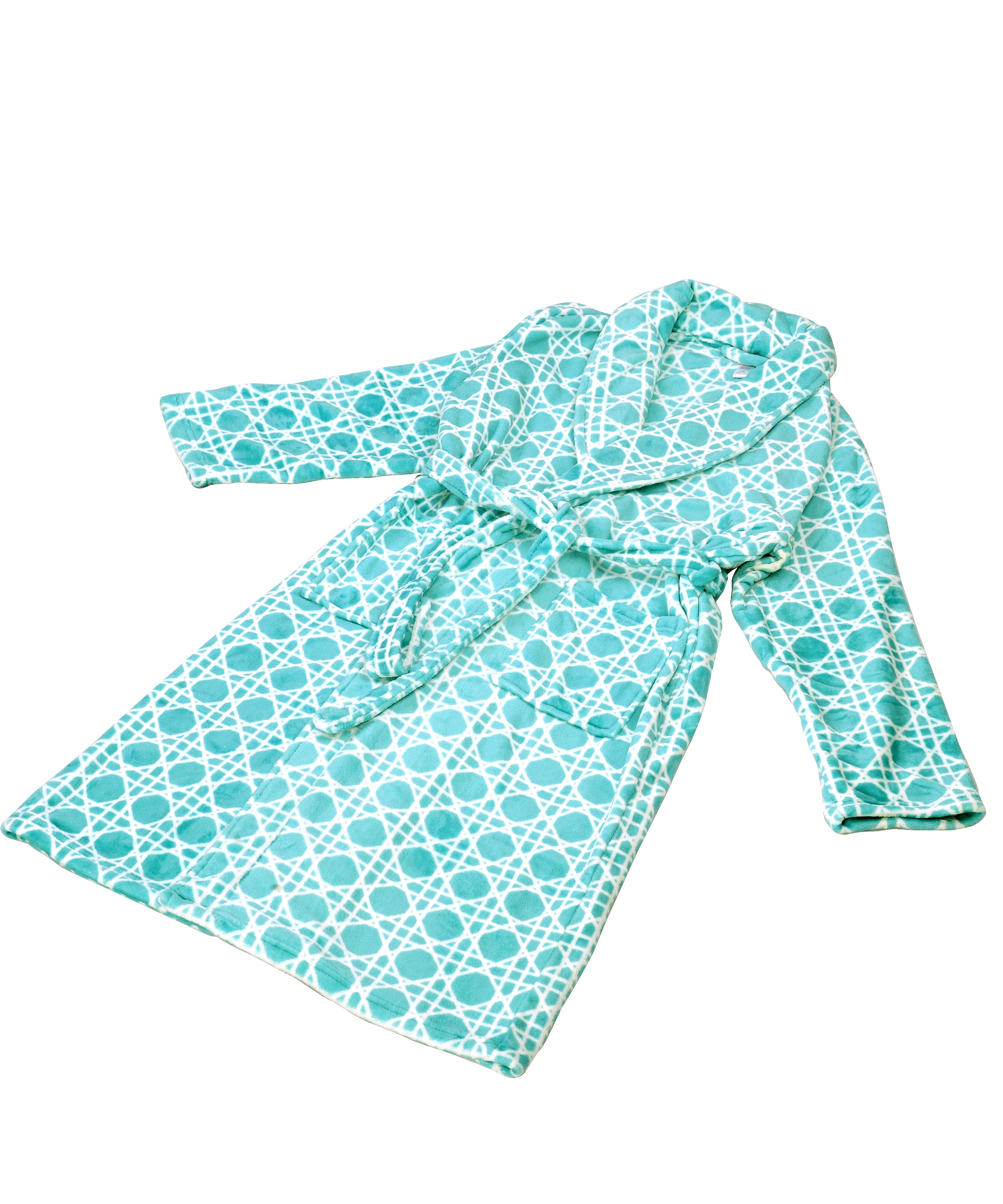 Cane Printed Flannel Fleece Bath Robe (L/XL 67&quot;x48&quot;)