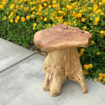 Cedar Wood Mushroom End Table (12&quot; x 15&quot; x 13.5&quot;)