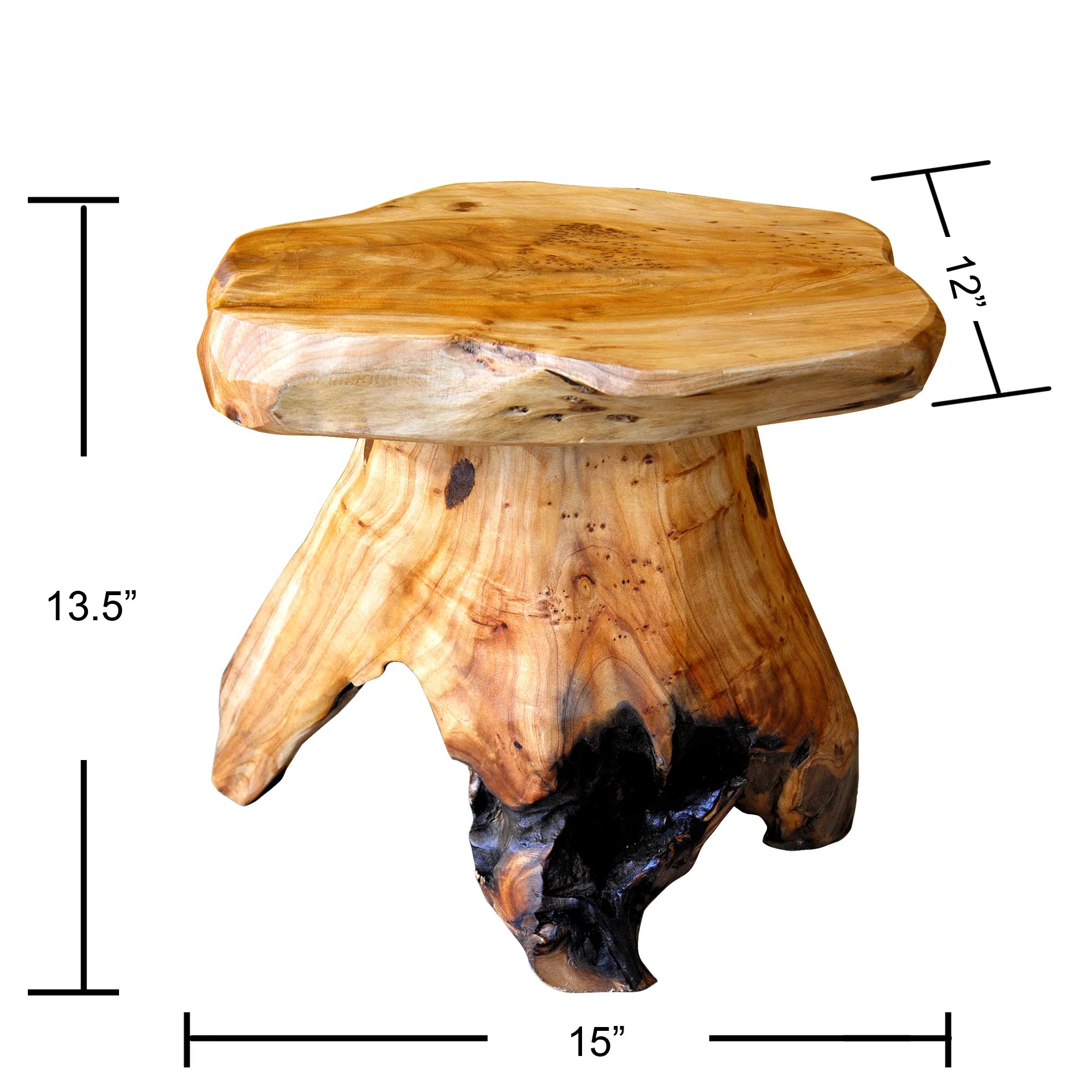 Cedar Wood Mushroom End Table (12&quot; x 15&quot; x 13.5&quot;)