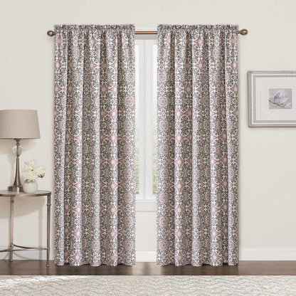 Cortina de microfibra estampada Coventry de 2 piezas - Púrpura LT - Lavanda - 60&quot; x 84&quot; 