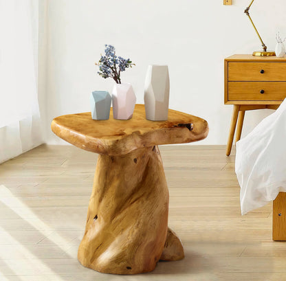 Cedar Wood Mushroom End Table (12&quot; x 15&quot; x 13.5&quot;)