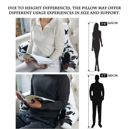 Cows Flowers Faux Fur Bedrest Pillow (20"x18"x17"）