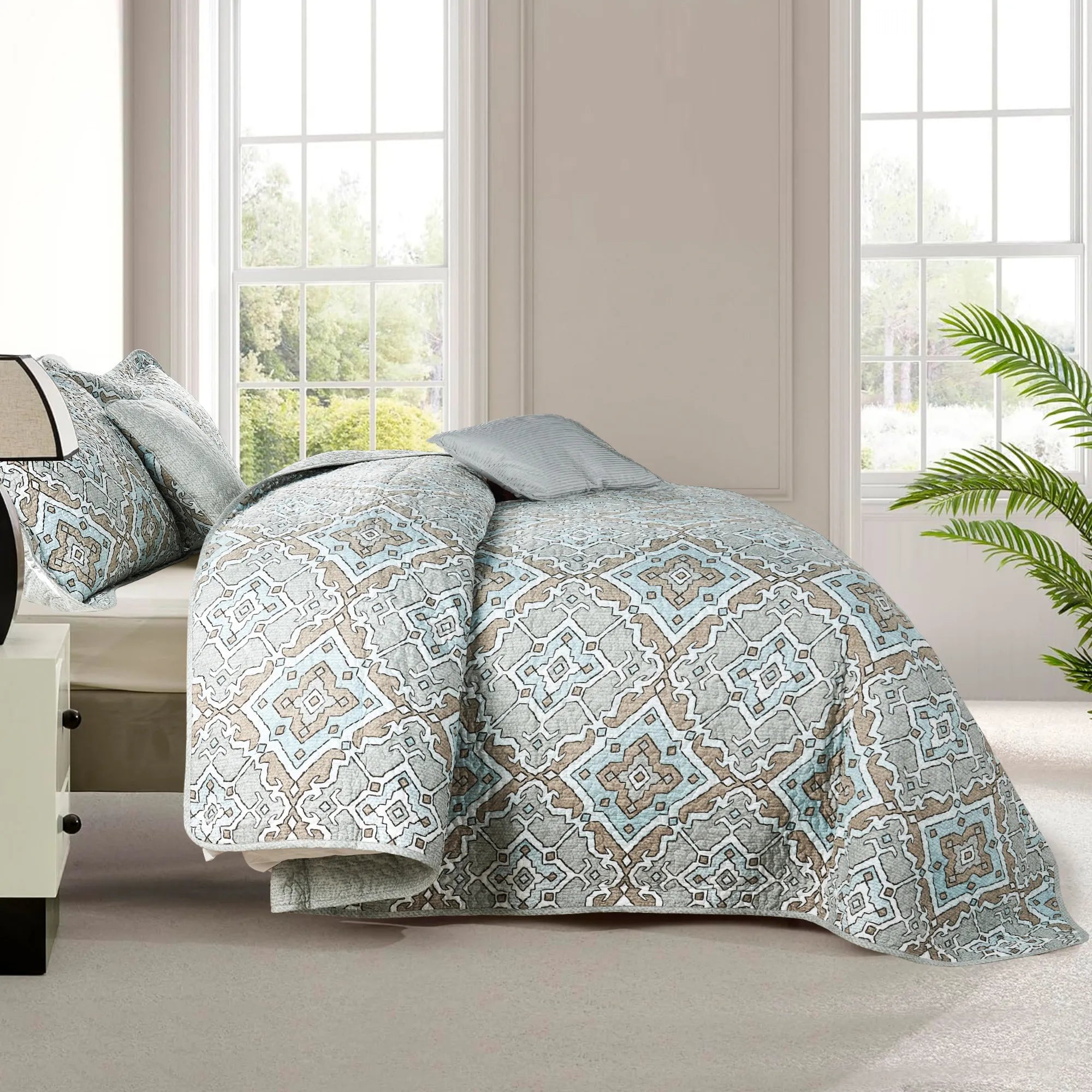 5 Piece Diego Printed Microfiber Quilts Set