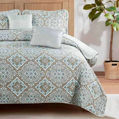 5 Piece Diego Printed Microfiber Quilts Set