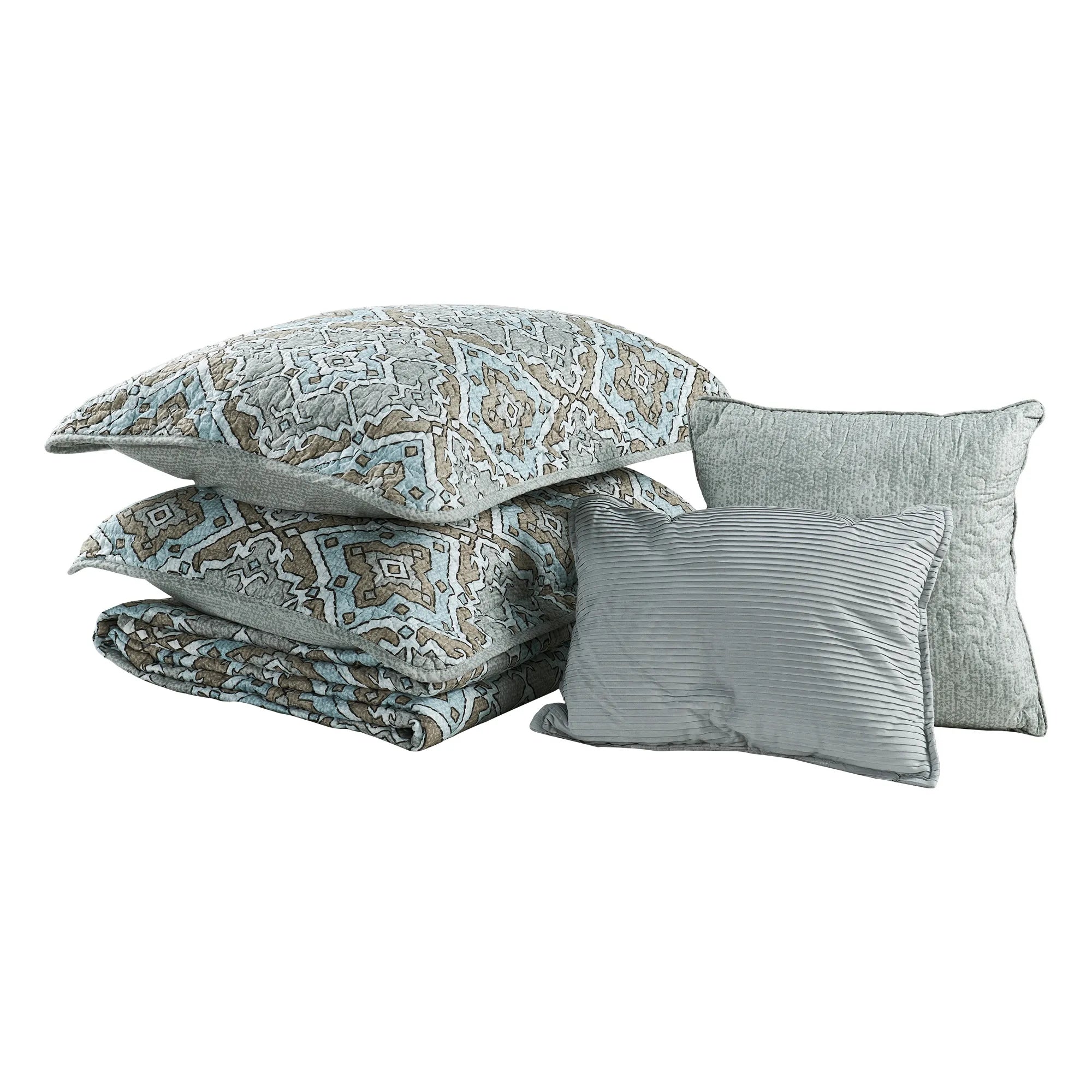 5 Piece Diego Printed Microfiber Quilts Set