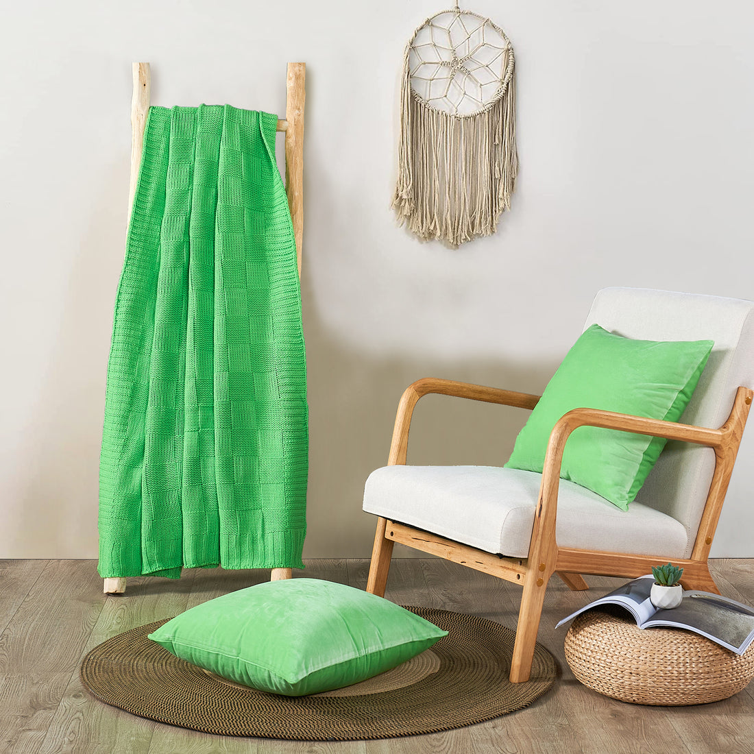 Checker Cable Throw Blanket & Pillow Cover Set (50"x60"/18"x18")