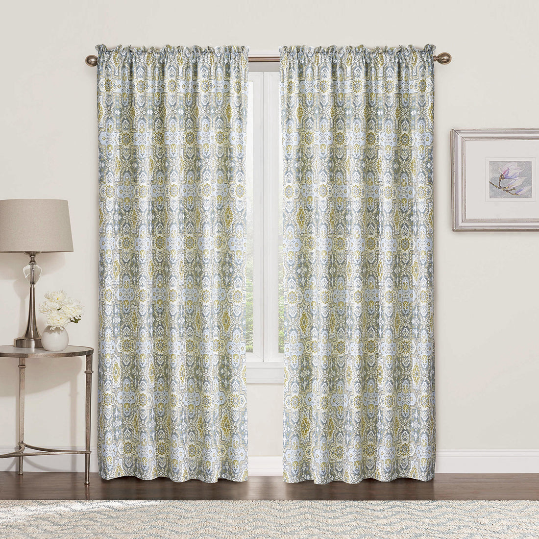Lanza Printed Microfiber Curtain - Set of 2