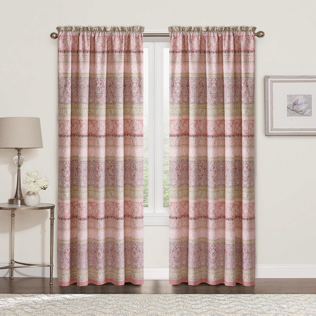 Marchesa Printed Microfiber Curtain - Set of 2 (60"x84")