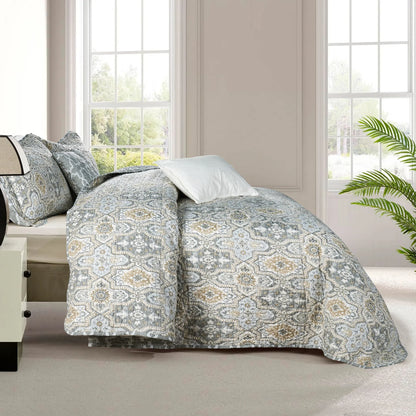 5 Piece Lanza Printed Microfiber Quilts Set