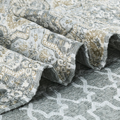 5 Piece Lanza Printed Microfiber Quilts Set