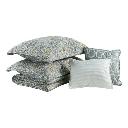 5 Piece Lanza Printed Microfiber Quilts Set