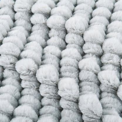 Spandex Striped Heavy Rabbit Faux Fur Throw Blanket (50&quot;x60&quot;)