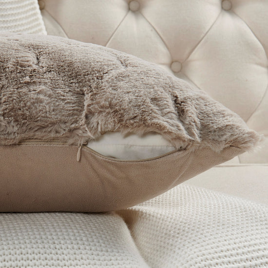 Fundas de almohada decorativas de 2 piezas de piel sintética de conejo jacquard 