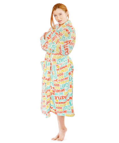 Worlds Multi Printed Flannel Fleece Bath Robe (L/XL 67&quot;X48&quot;)