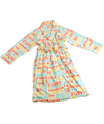 Worlds Multi Printed Flannel Fleece Bath Robe (L/XL 67&quot;X48&quot;)