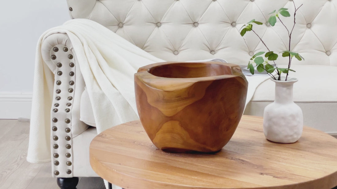 Mangkok Tebal Handcrafted Teak Bowl (11.7" x 11.7" x 8.3")