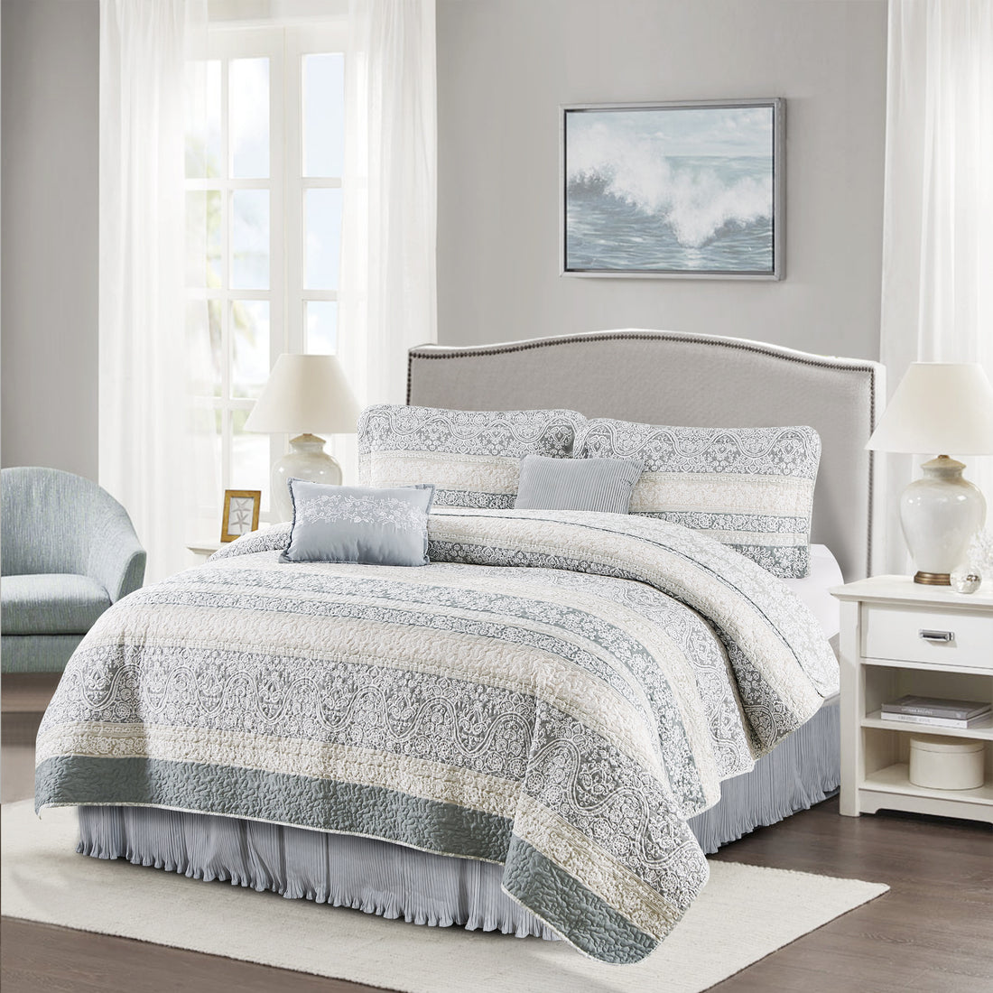 6 Piece Marchesa Printed Microfiber Quilts Set