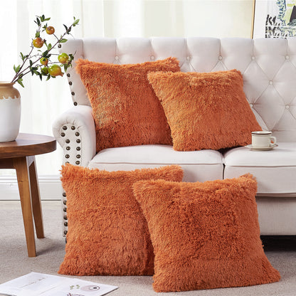 Shaggy Faux Fur 4 Piece Decorative Pillow Covers- 20&