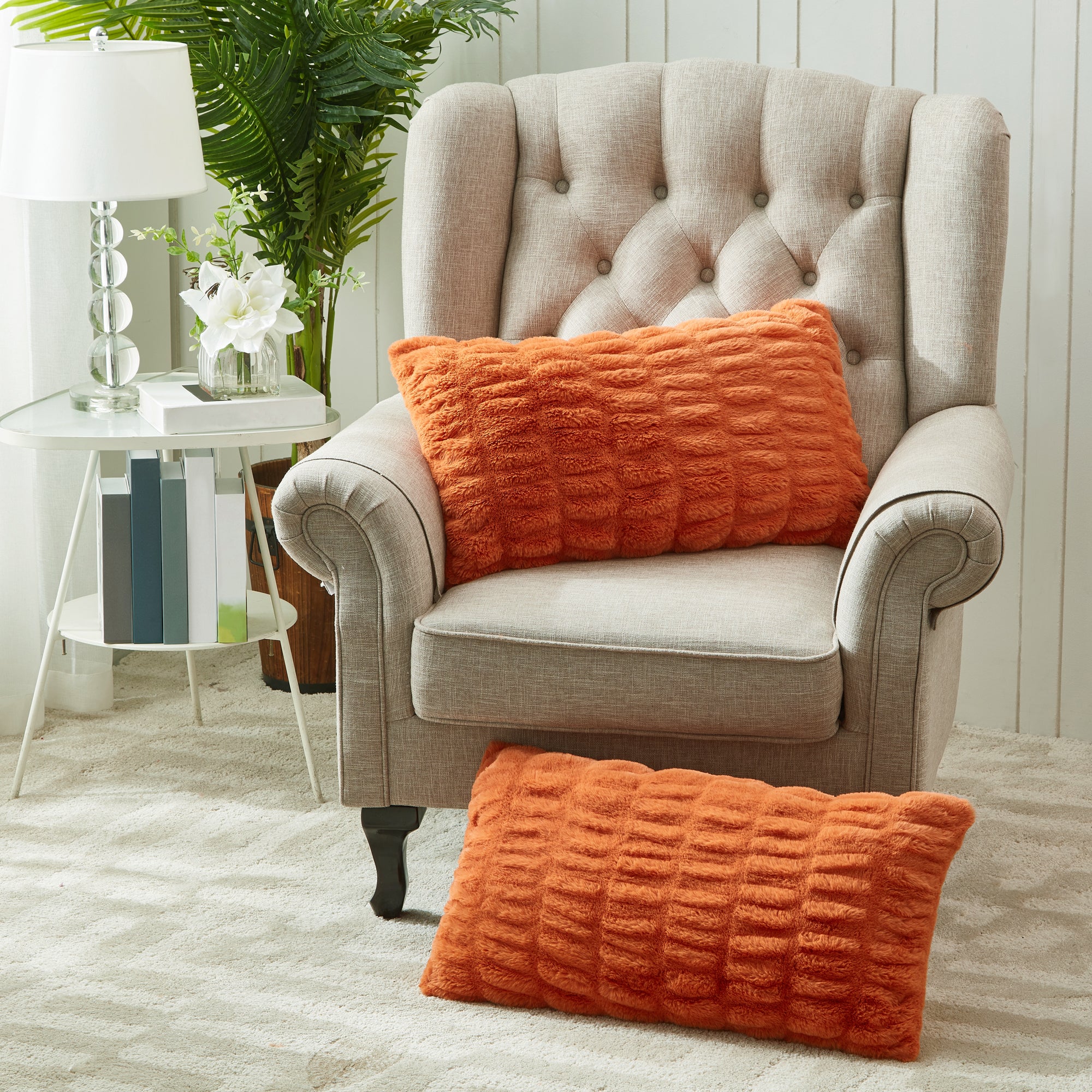 Orange faux best sale fur pillows