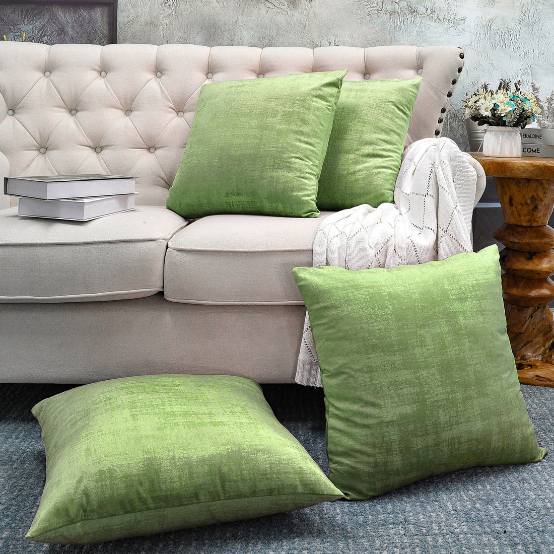 Textured Velvet 4 Piece Decorative Pillow Covers - 20&quot; x 20&quot;