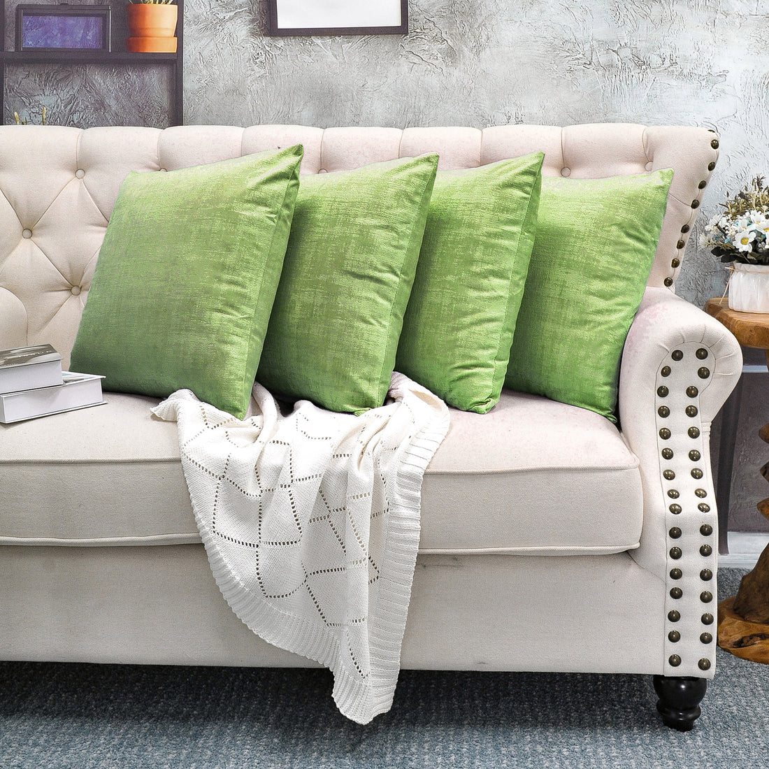 Textured Velvet 4 Piece Decorative Pillow Covers - 20&quot; x 20&quot;