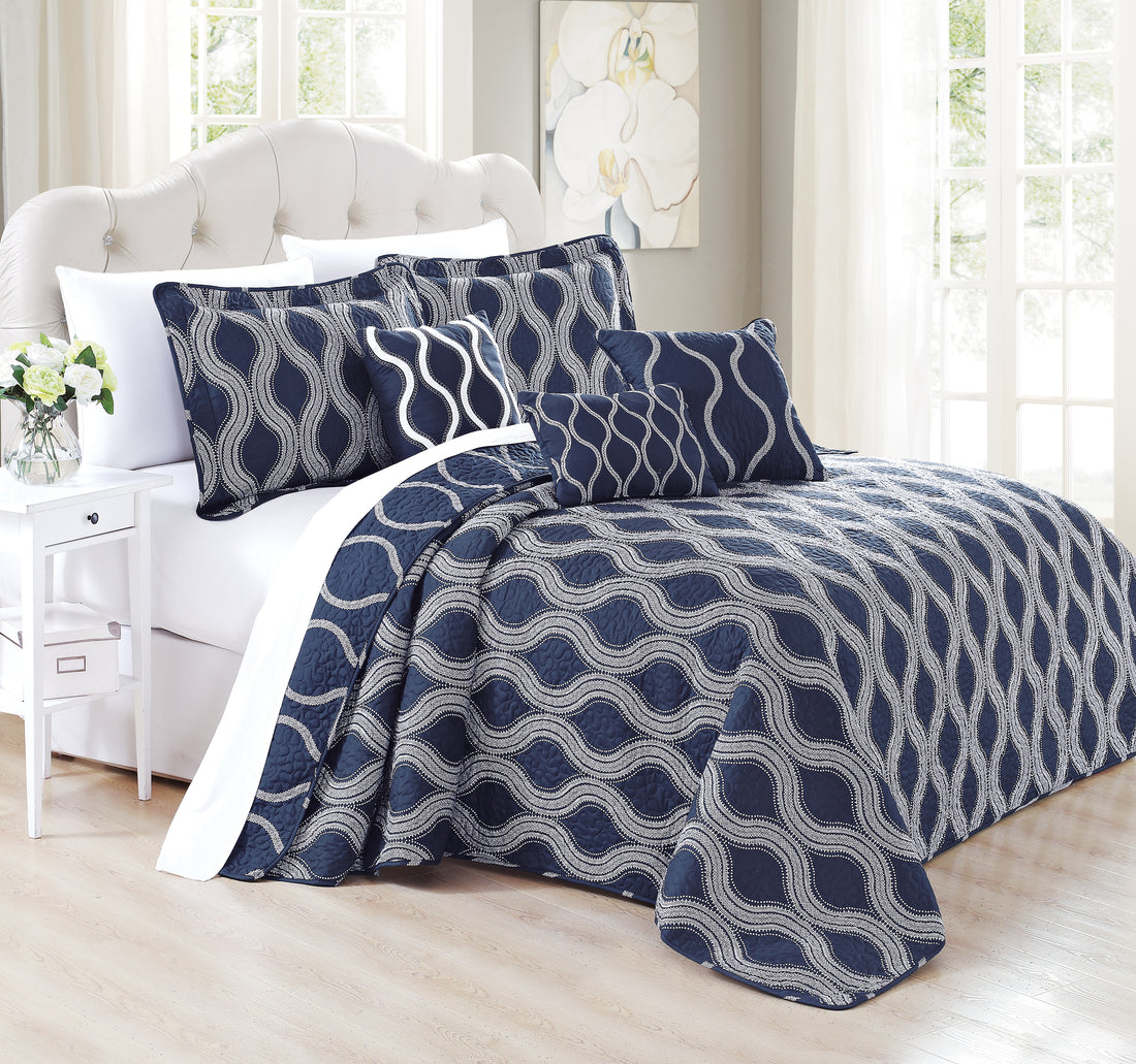 6 Piece Charleston Printed Microfiber Quilt Bedspread Set (90"x90")