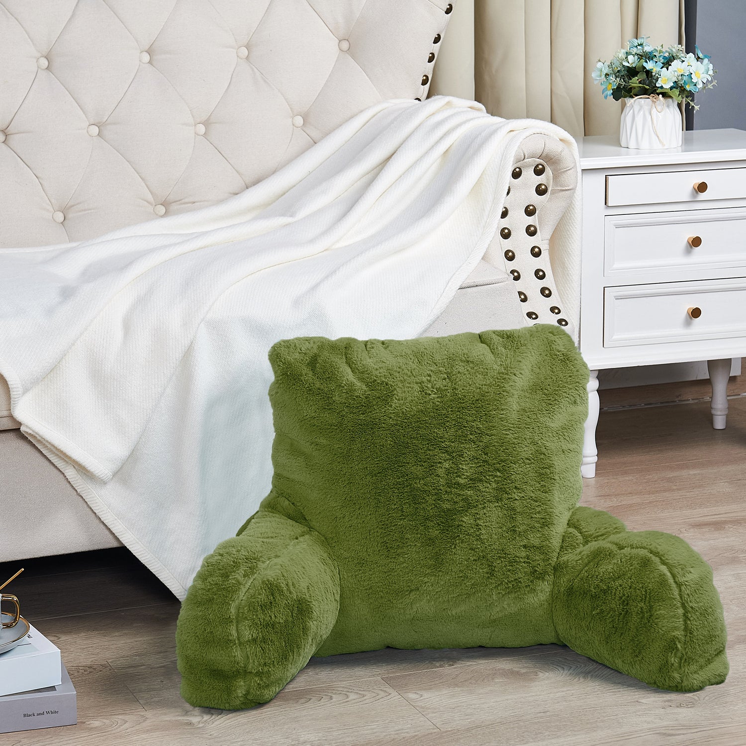 Fox Faux Fur Bedrest Pillow Backrest Pillow - Medium Size 20 x 18