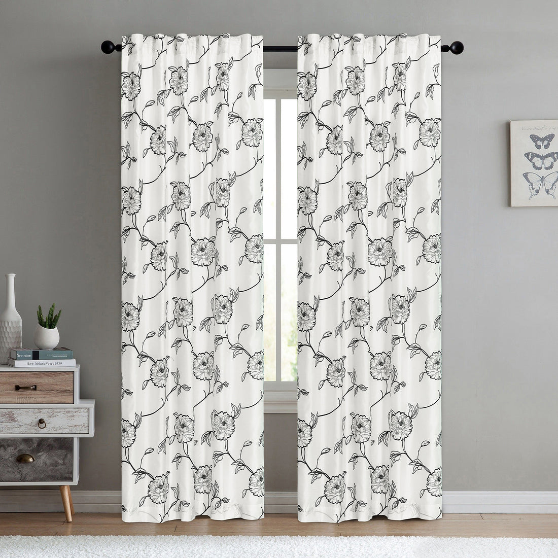 Magnolia Embroidered Curtain - Set of 2 (54&quot;x96&quot;)