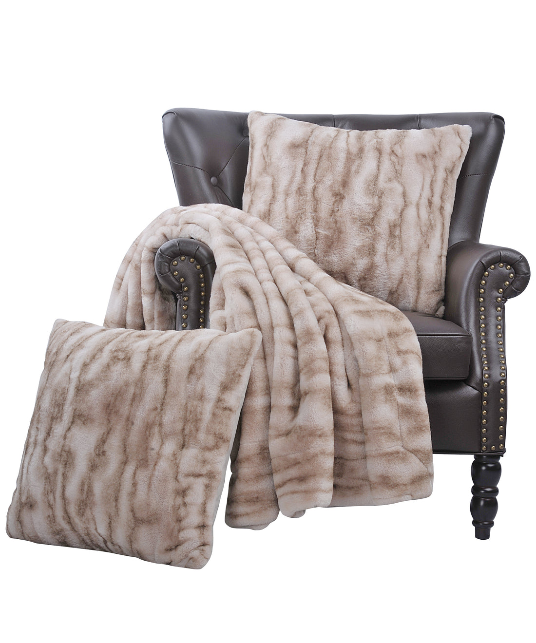 Raccoon Faux Fur Throw Blanket &amp; Pillow Cover Set