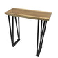 Mesa consola de madera de suar con patas planas de hierro 