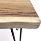 Mesa auxiliar de madera de suar con patas de horquilla 